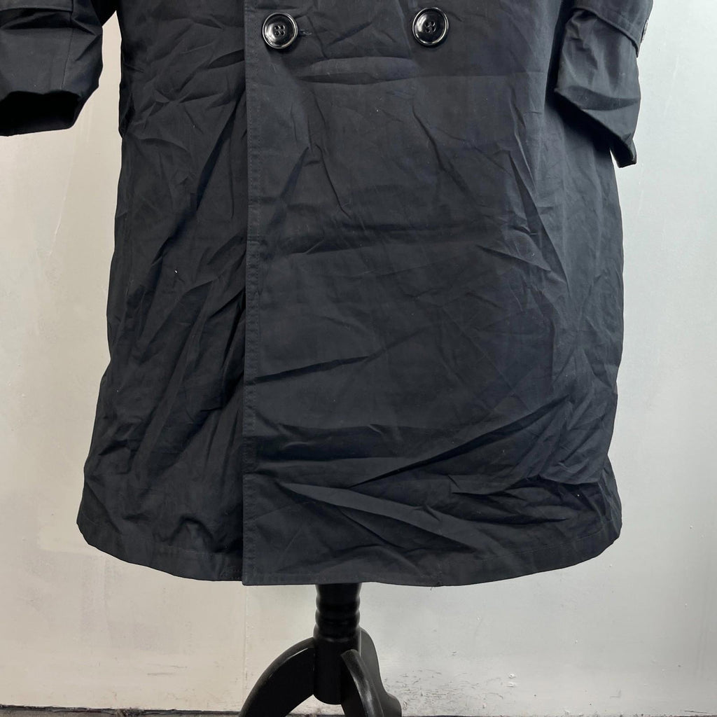 Vintage US Army Military Long Trench Coat Raincoat in Black size 42R