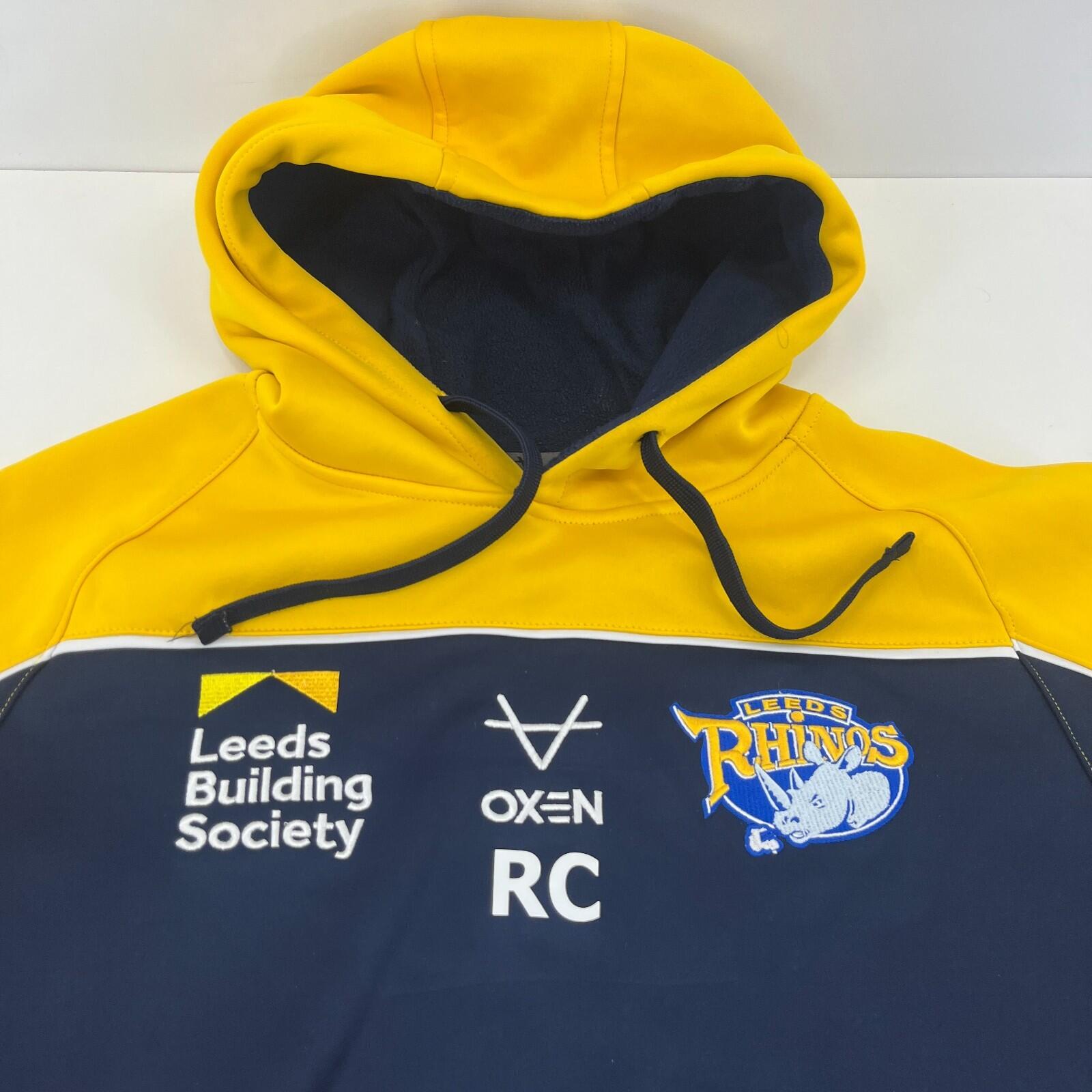 ISC Bradford Bulls Hoodie Rugby Mens size Large Pull Over Blue & Yellow