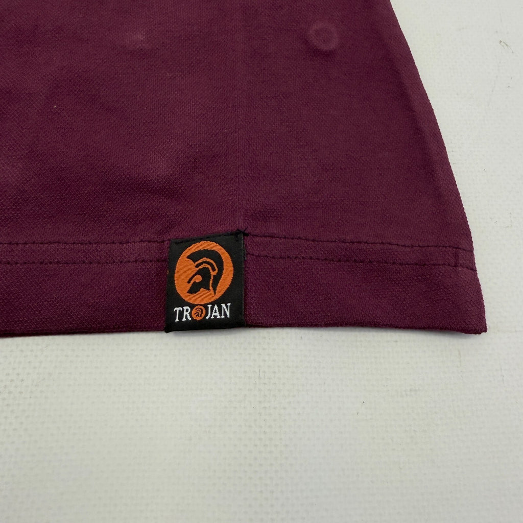 Trojan Records Women's Short Sleeve Polo Shirt in Burgundy Maroon Red size 8