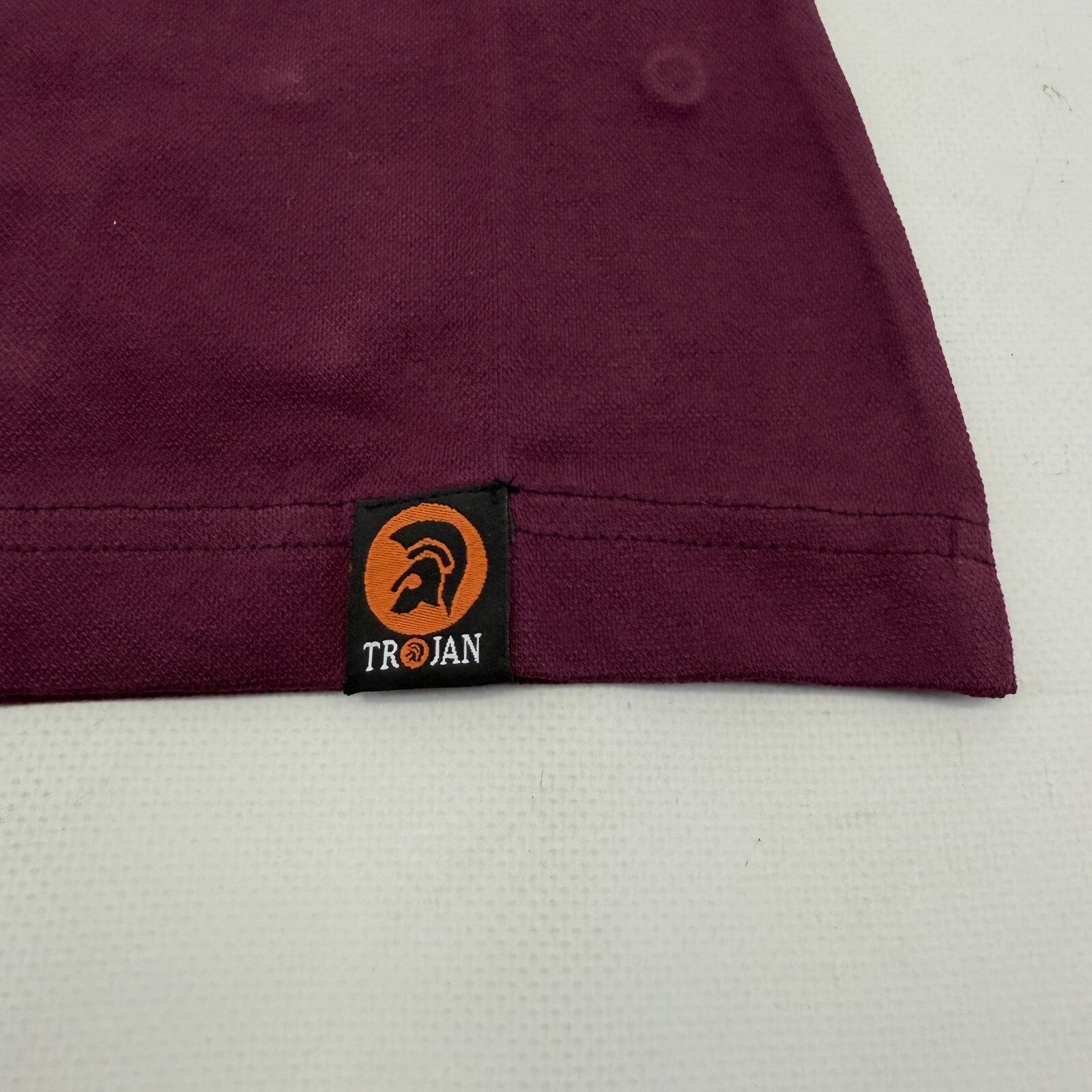 Trojan Records Women's Short Sleeve Polo Shirt in Burgundy Maroon Red size 8