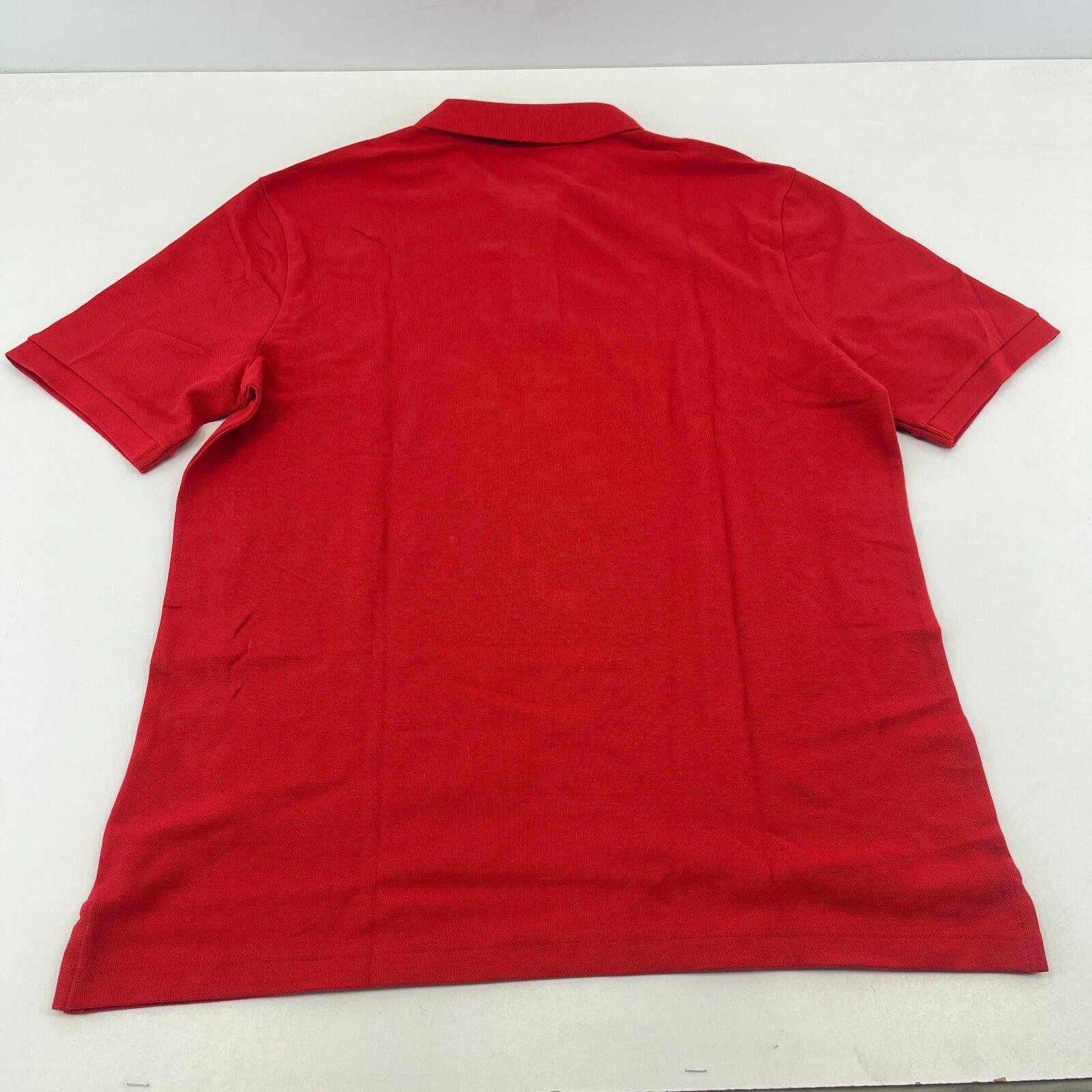 M&S Mens Red Short Sleeve 100% Cotton Polo Shirt Top size Medium Regular Fit