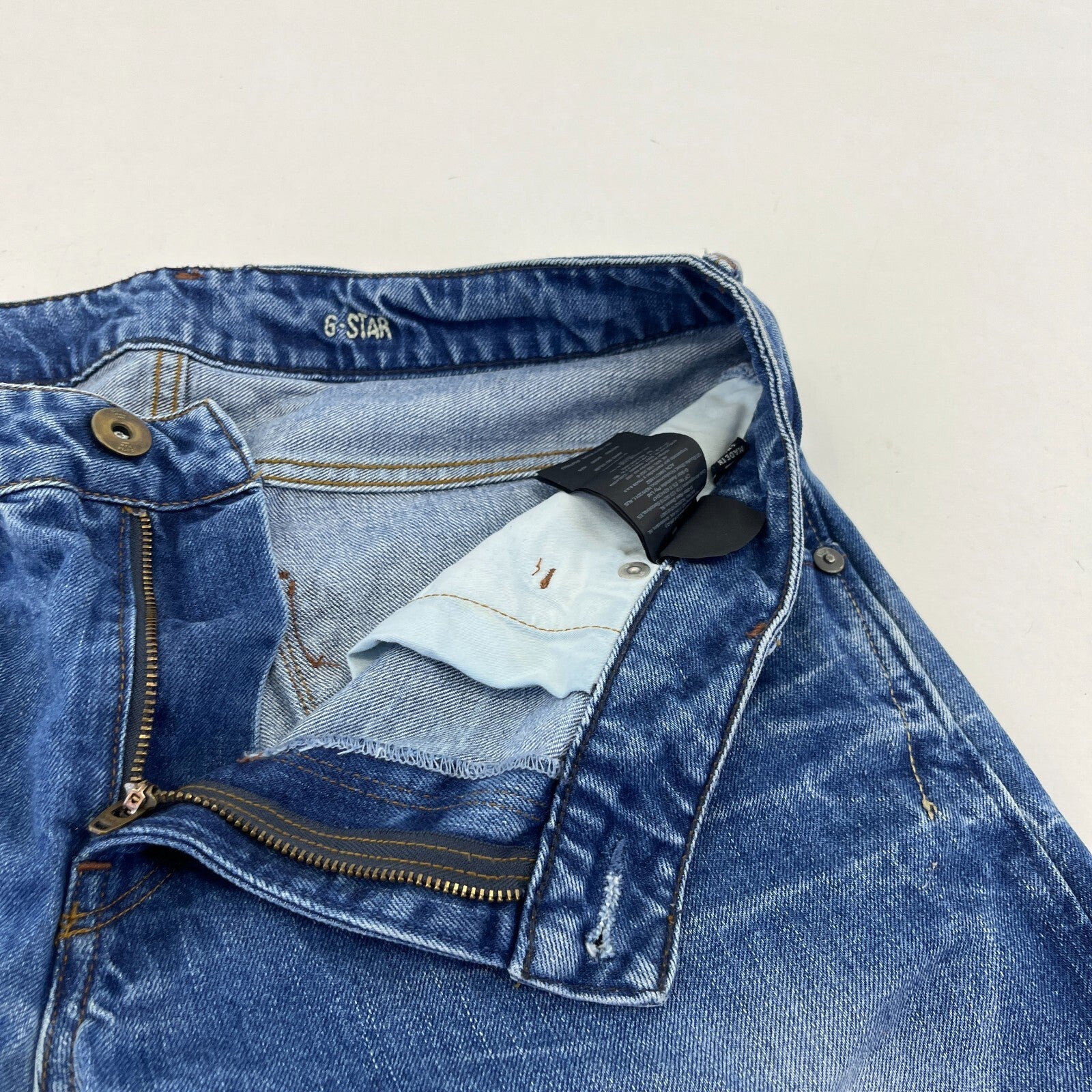 G Star Raw Originals Jeans Mens W32" L32" Blue Tapered Twisted Zip Fly Denim