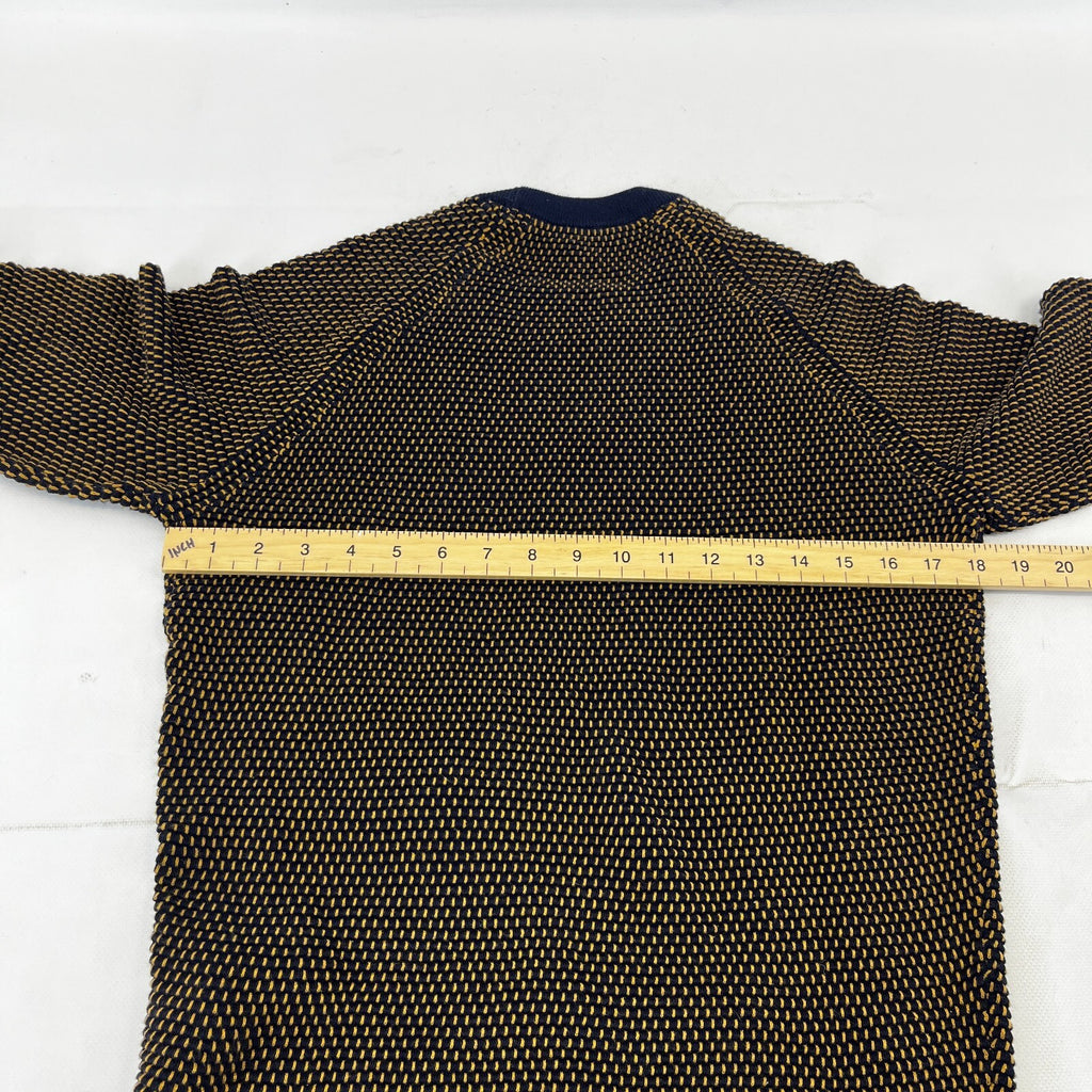 Ted Baker Men's Jumper in Blue/Yellow Cotton Blend Crew Neck Pullover size Small