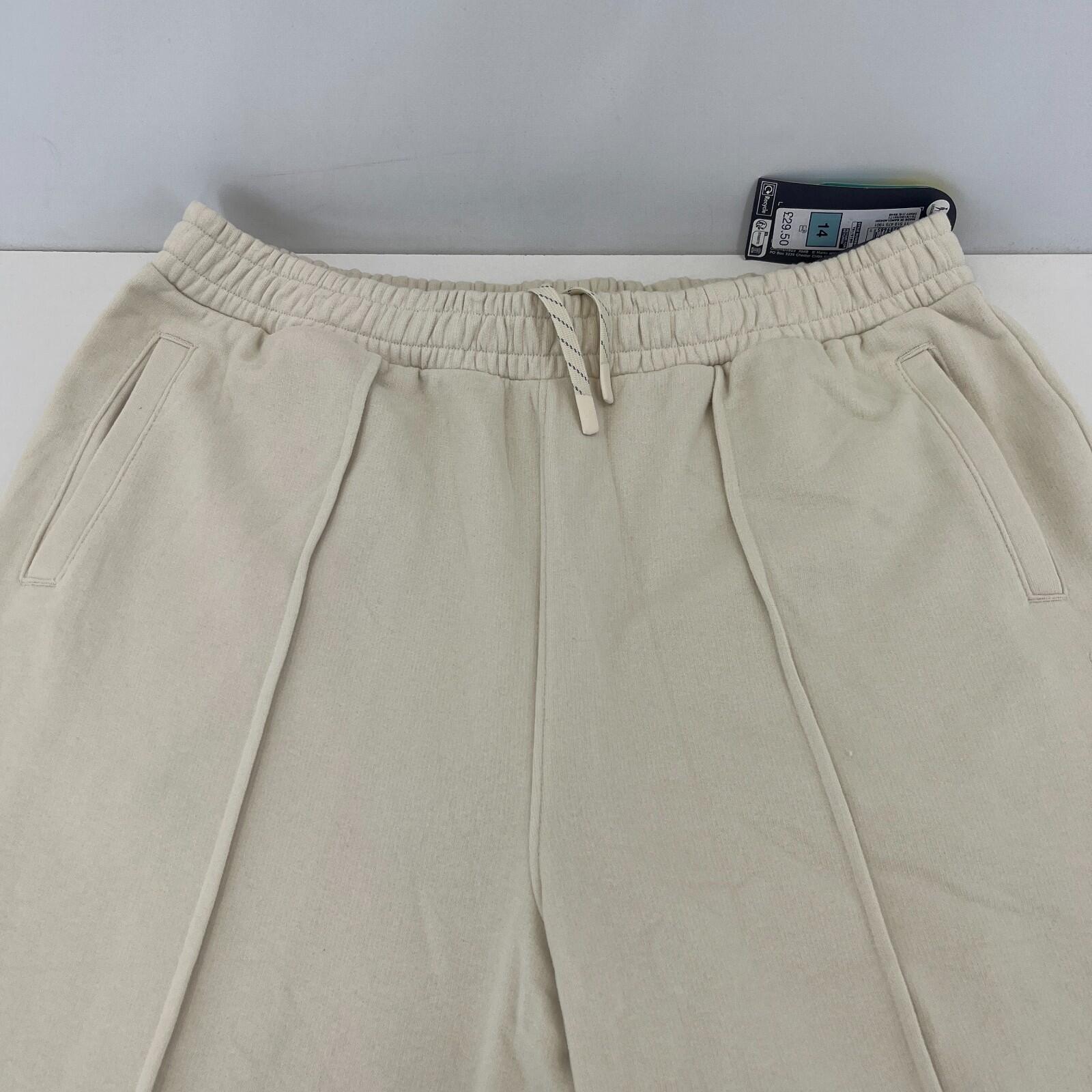 M&S Ladies Goodmove Parachute Joggers Cuffed Trousers Pants Cream UK size 14 New