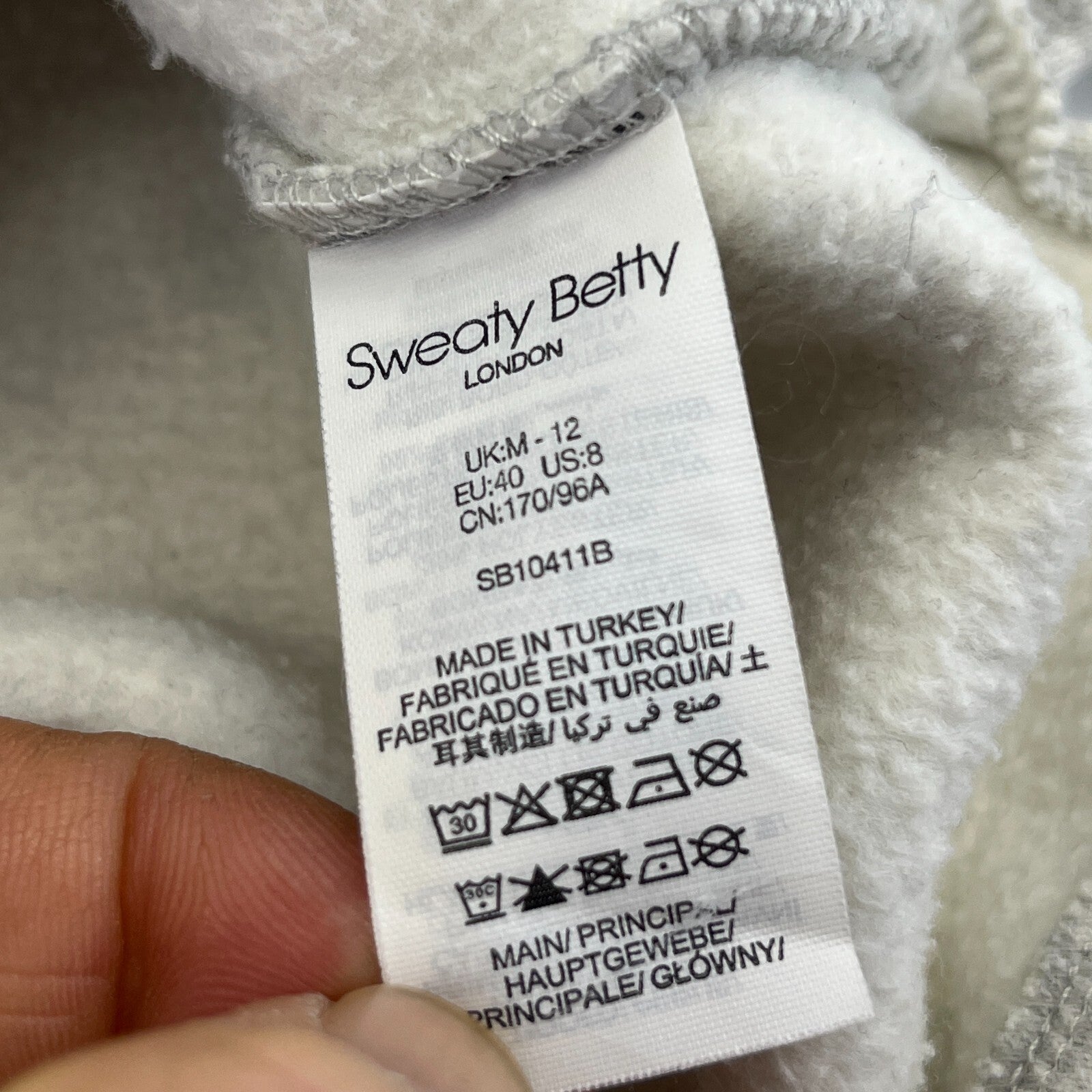 Sweaty Betty Premium Brushed Crew Neck Thick Sweatshirt Light Grey size M/12