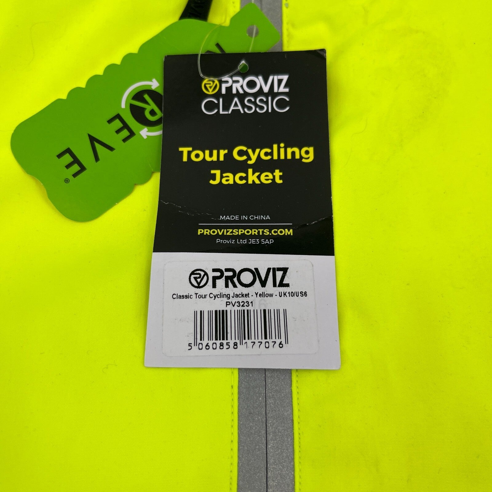 Proviz Womens Classic Tour Cycling Jacket Yellow UK size 10 New With Tags