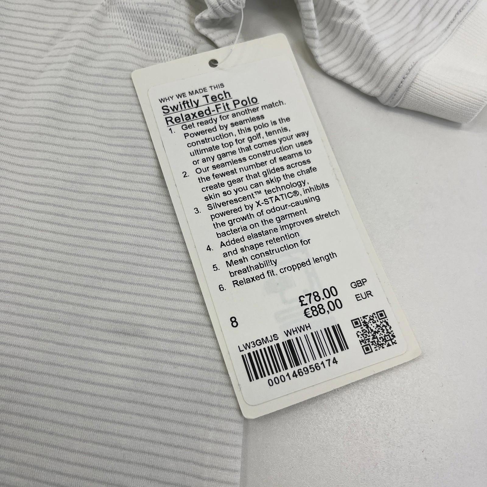 Lululemon Swiftly Tech Relaxed Fit Polo Shirt Top White  US 8 UK 12