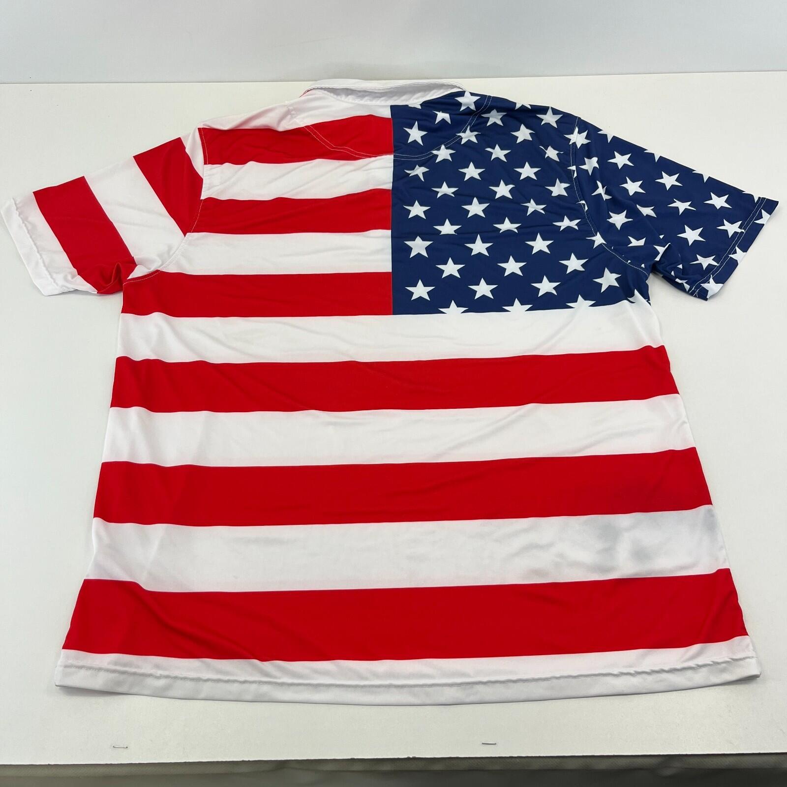 Royal & Awesome USA Flag Polo Shirt Men's size XL Red White Blue