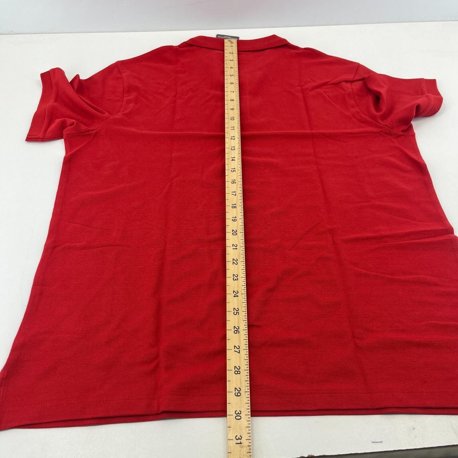 M&S Mens Red Short Sleeve 100% Cotton Polo Shirt Top size XL Regular Fit