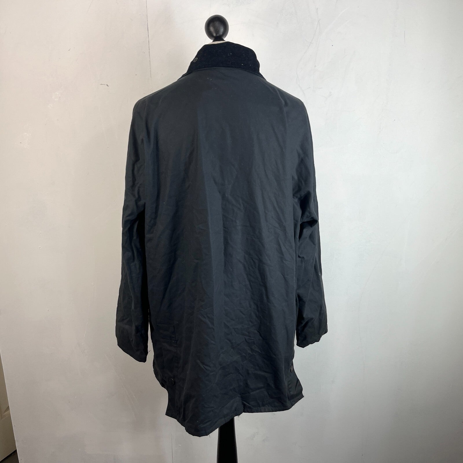 Mc Orvis Wax Jacket Mens size L Black Waxed Coat Made in the UK