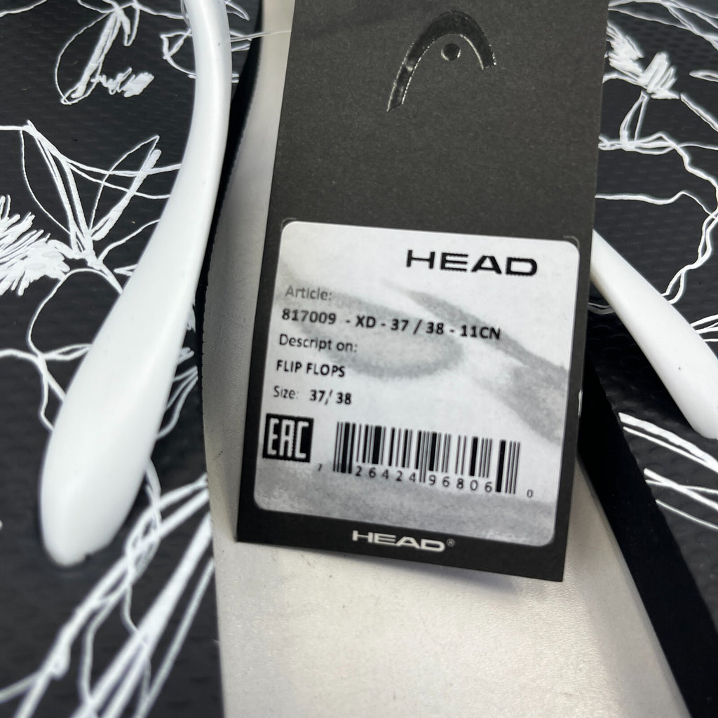 Head Flip Flops Beach Slippers Black/White Floral Women's size UK 5 EU 37/38