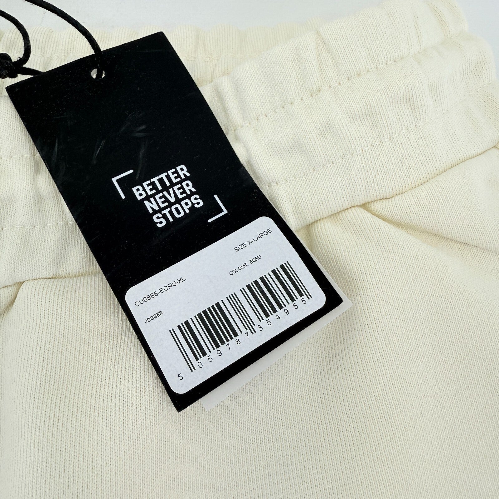 Castore Upgrade Mens Active Reverse Weave Joggers in Cream size XL New with Tags
