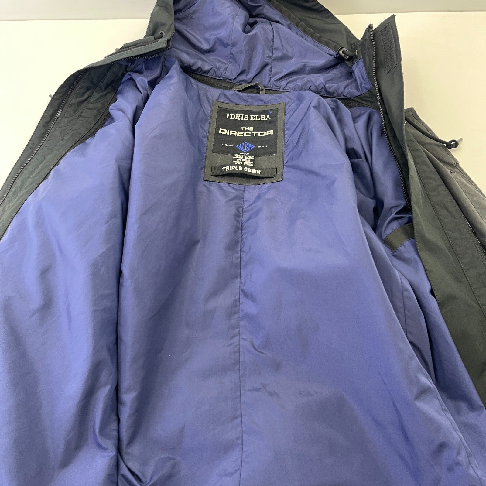 Superdry Idris Elba The Director Raincoat Jacket w/ Removable Hood Black size M