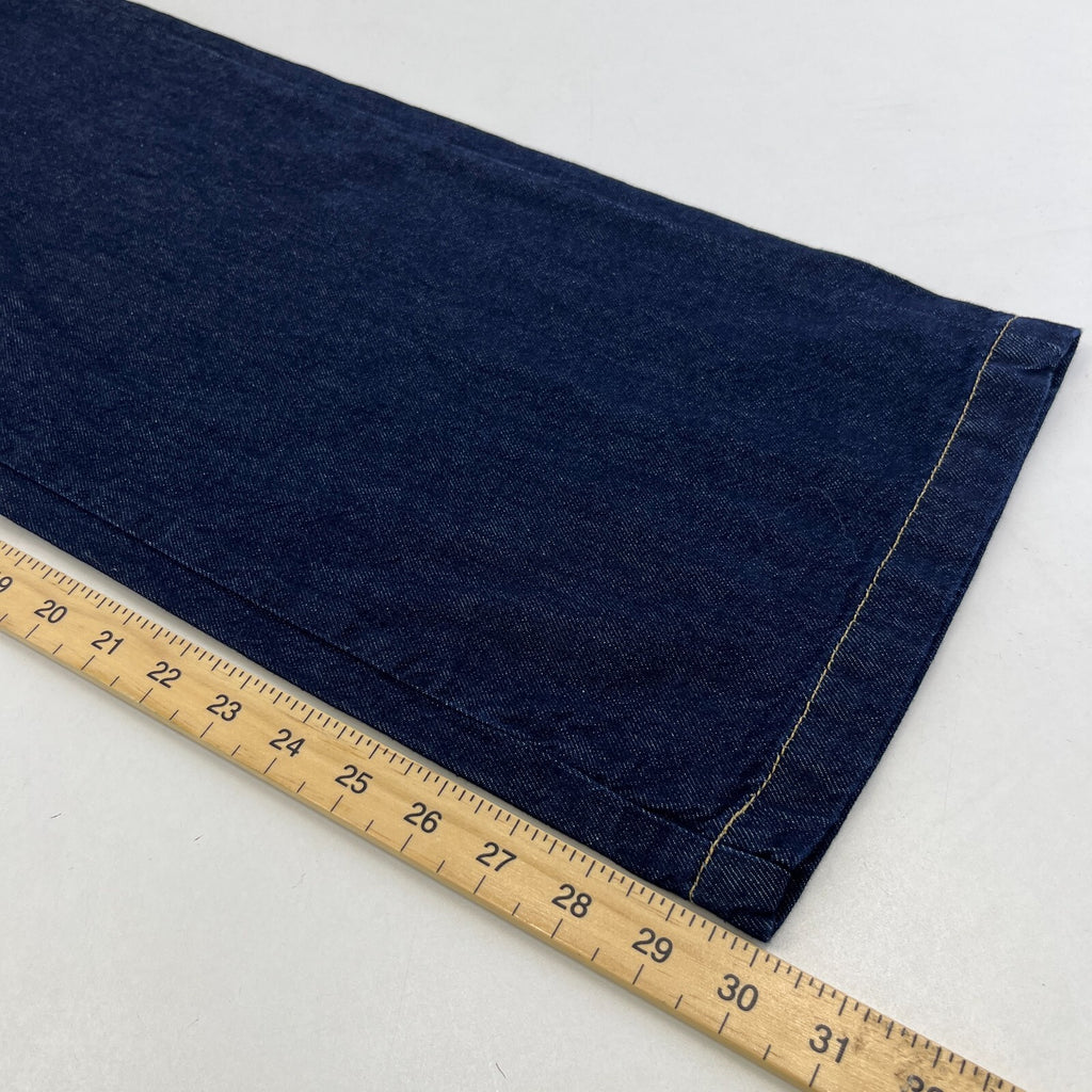 Zara Wide Leg Flared Denim Jeans Dark Blue Elasticated Tie Waist - size XS