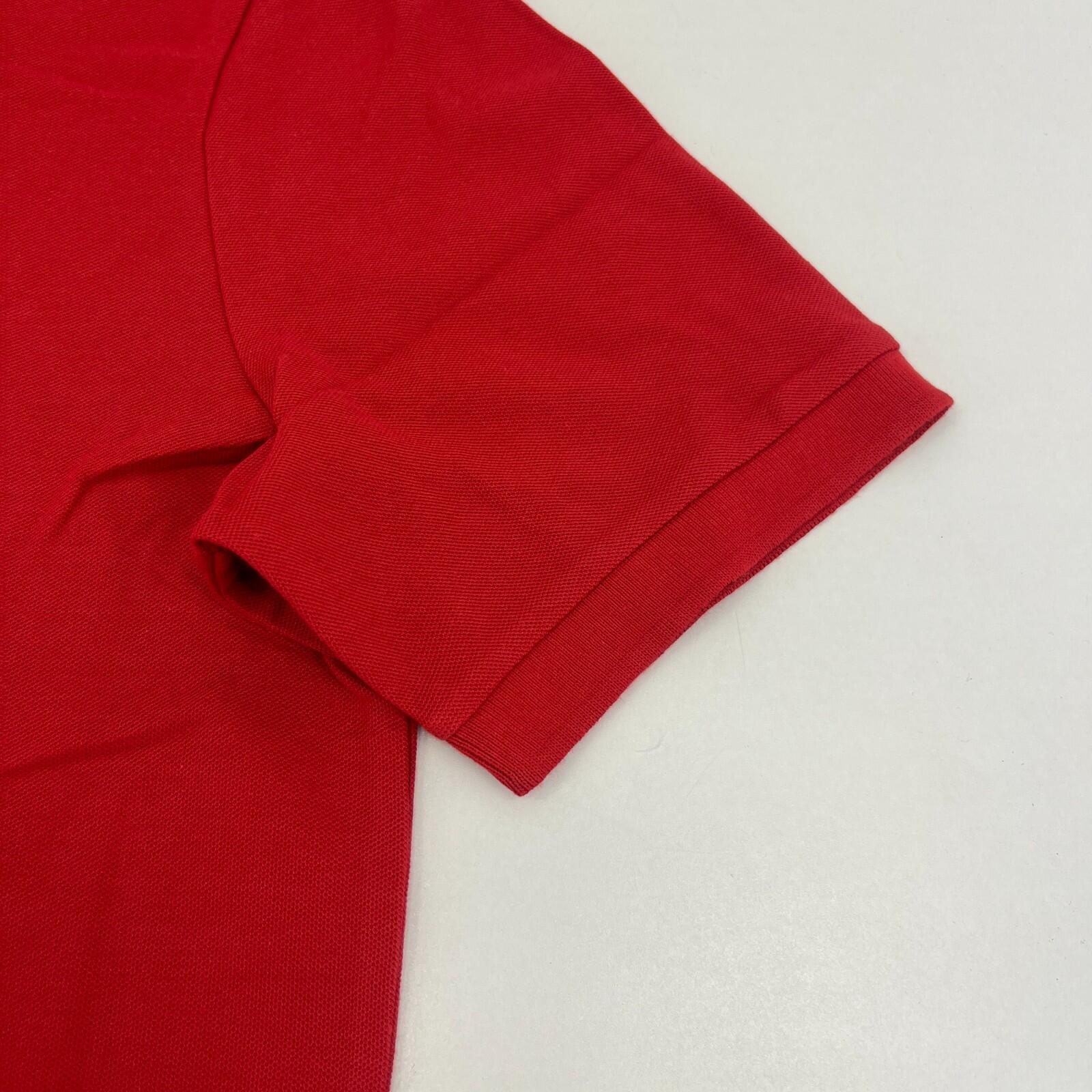 M&S Mens Red Short Sleeve 100% Cotton Polo Shirt Top size Large Regular Fit