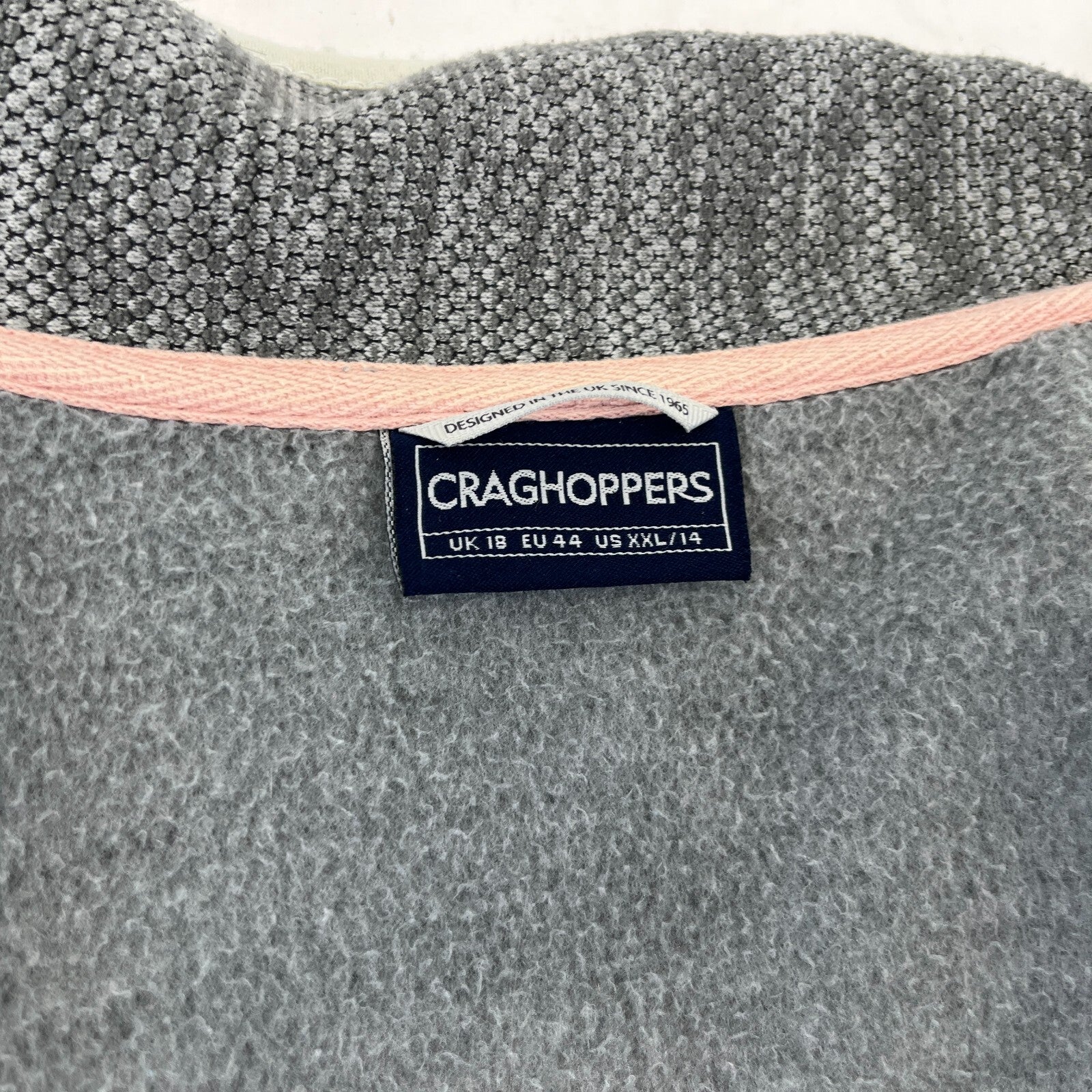 Craghoppers Womens Hybrid Fleece Jacket Grey Padded Quilted Size UK 18 - EU 44