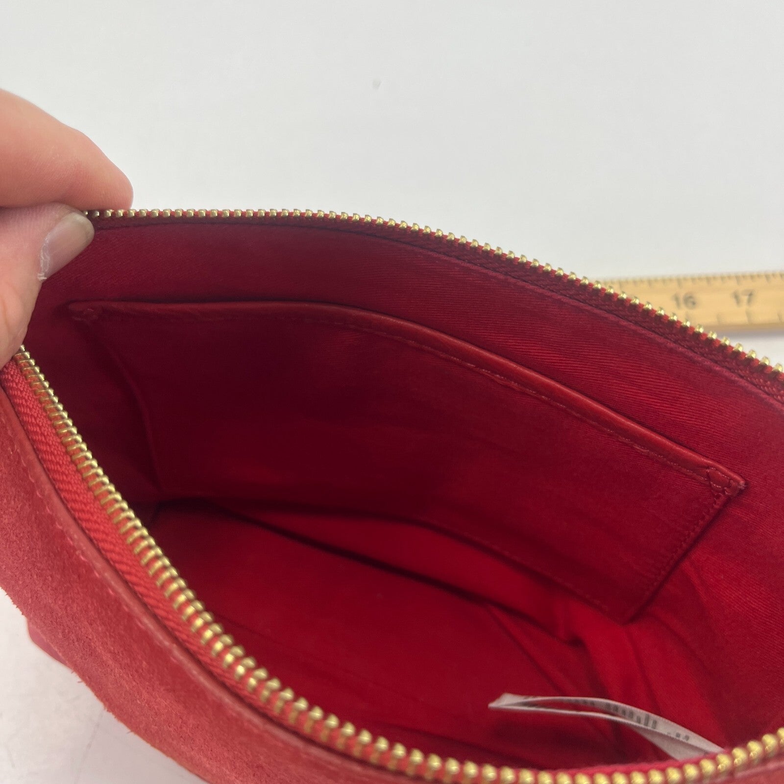 Monsoon Bright Red Suede Handbag Small Over the Shoulder Bag