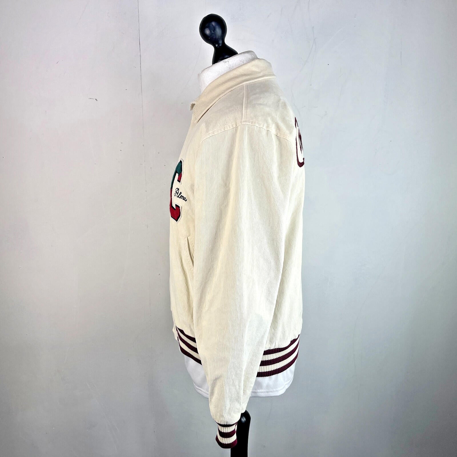 Rare Alma de Ace Coca Cola Micro Cord Varsity Jacket size Small in Cream
