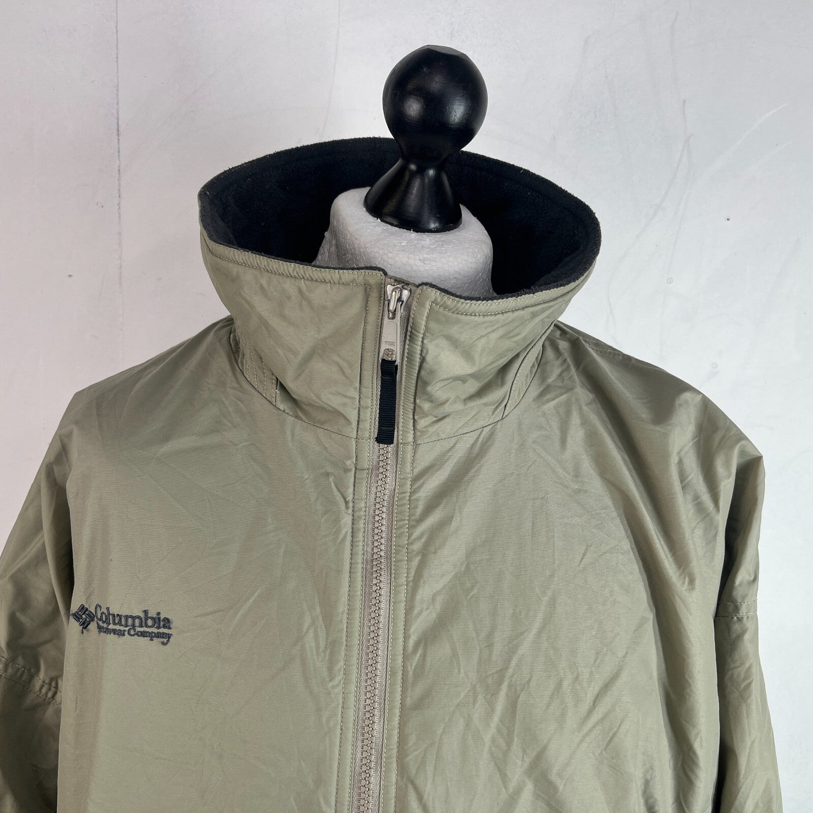 Columbia Men's Bomber Jacket Beige Fleece Lined Warm Casual US size 2XL - UK 3XL