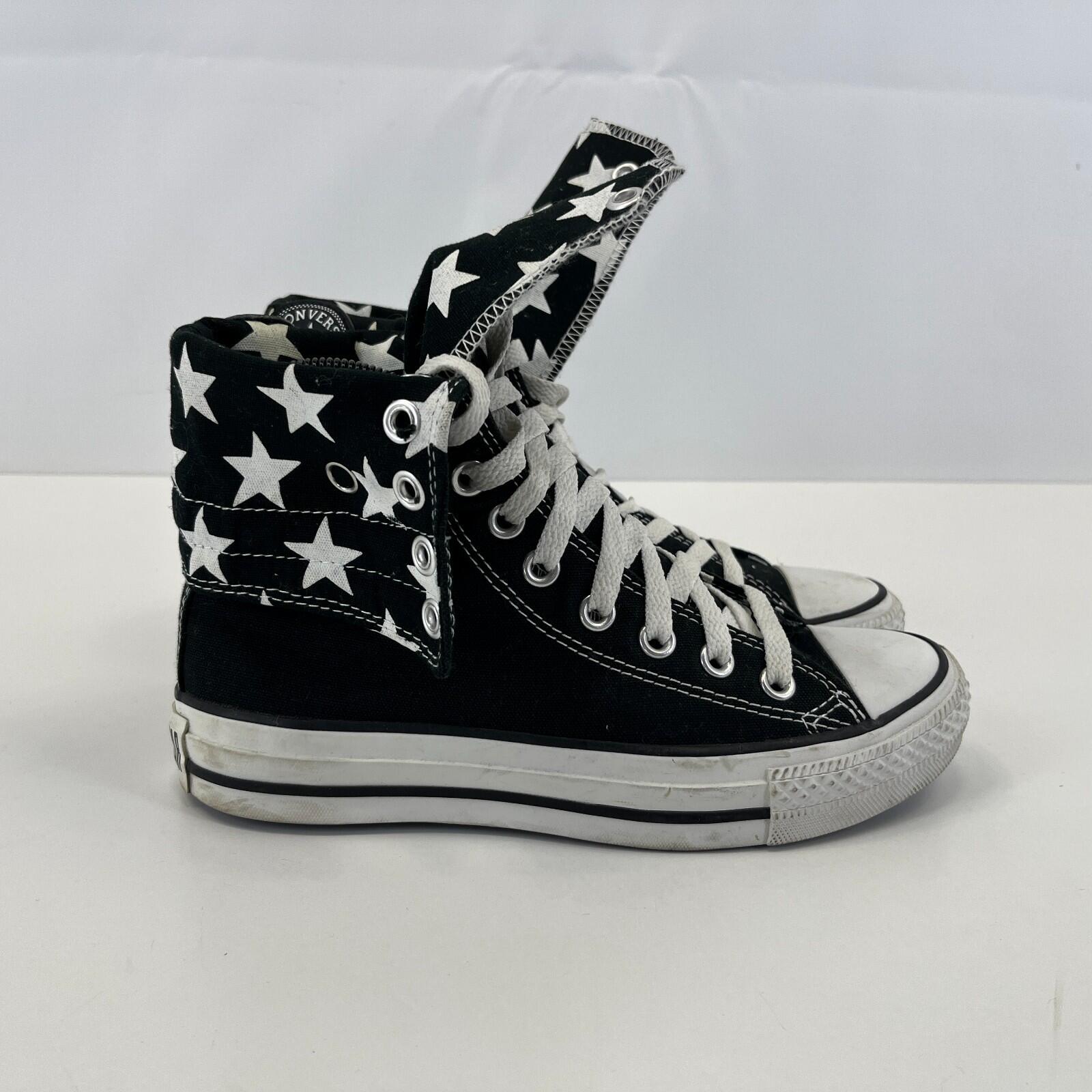 Converse X High Roll Top Trainers Black with White Stars size UK 4 EU 36.5