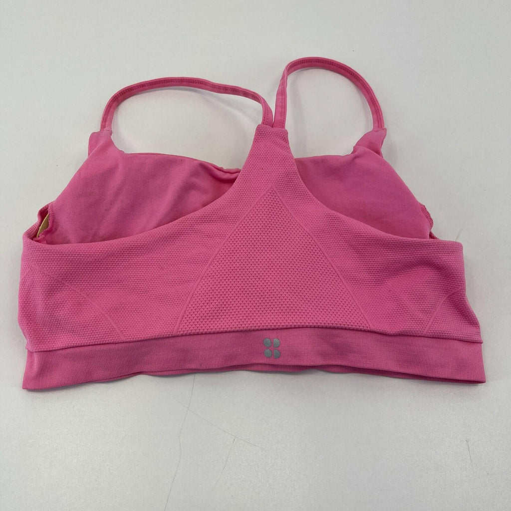 Sweaty Betty Foundation Seamless Padded Yoga Bra Navy Pink SB5849 size L  UK 14