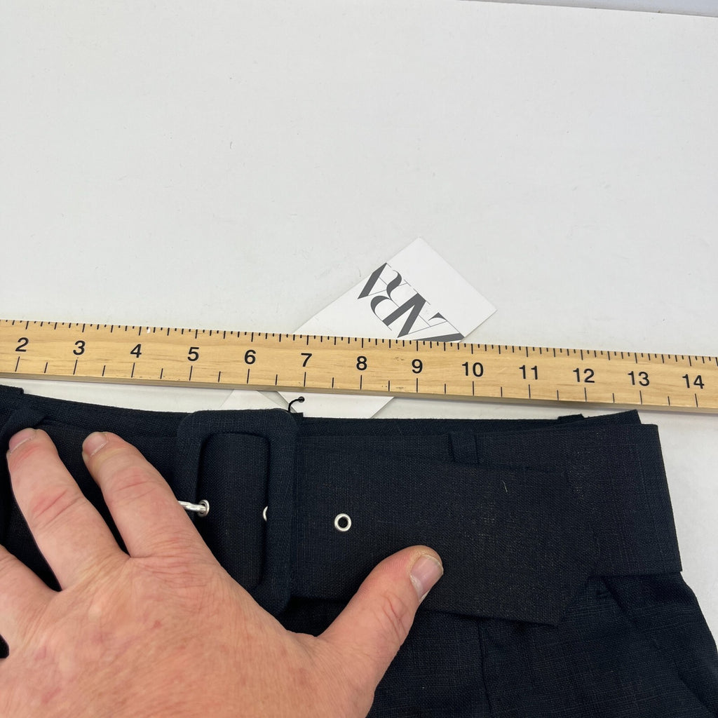 Zara Women's Linen Trousers in Black High Waist Smart Casual size XS