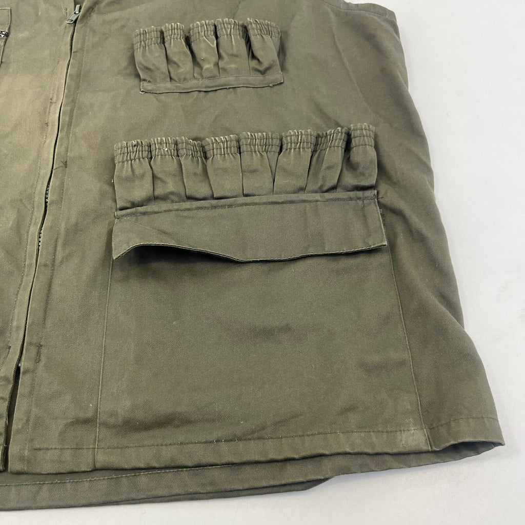 Canvas Waistcoat Gilet Shooting Vest Olive Green Fishing Gamekeeper size XL