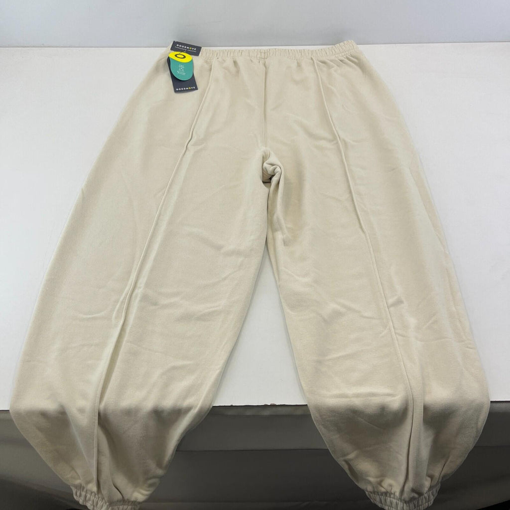 M&S Ladies Goodmove Parachute Joggers Cuffed Trousers Pants Cream UK size 16 New