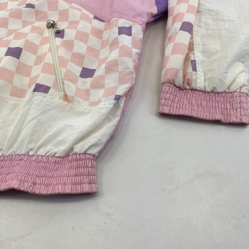 Vintage 80s 90s Golden Cup Shell Suit Track Jacket Pink Colour Block size L