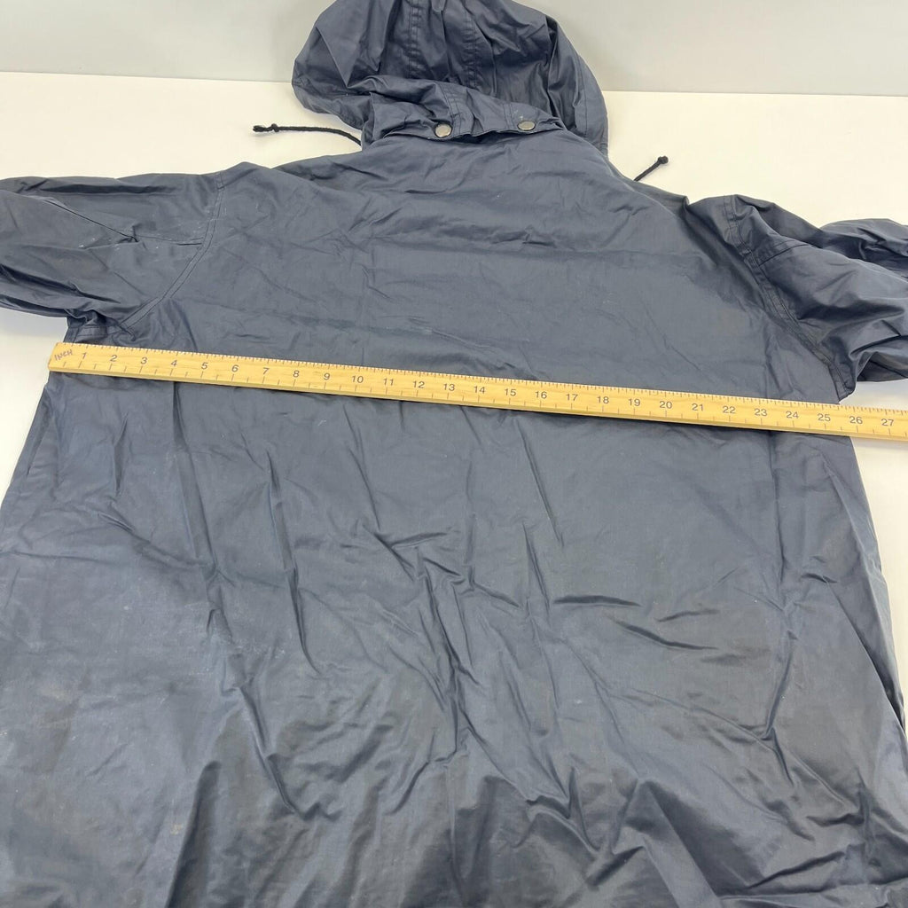 Glengreen Men's Waxed Jacket with Removable Hood in Navy Blue size Medium