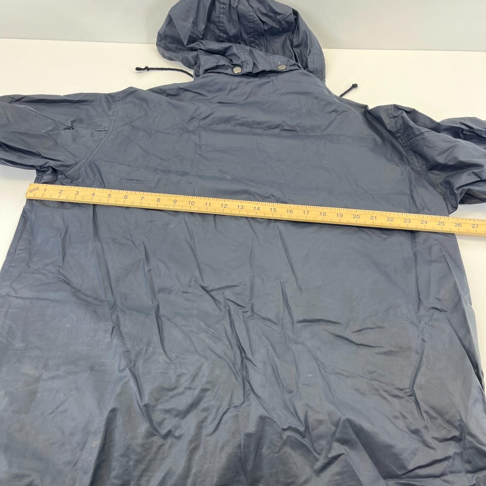 Glengreen Men's Waxed Jacket with Removable Hood in Navy Blue size Medium