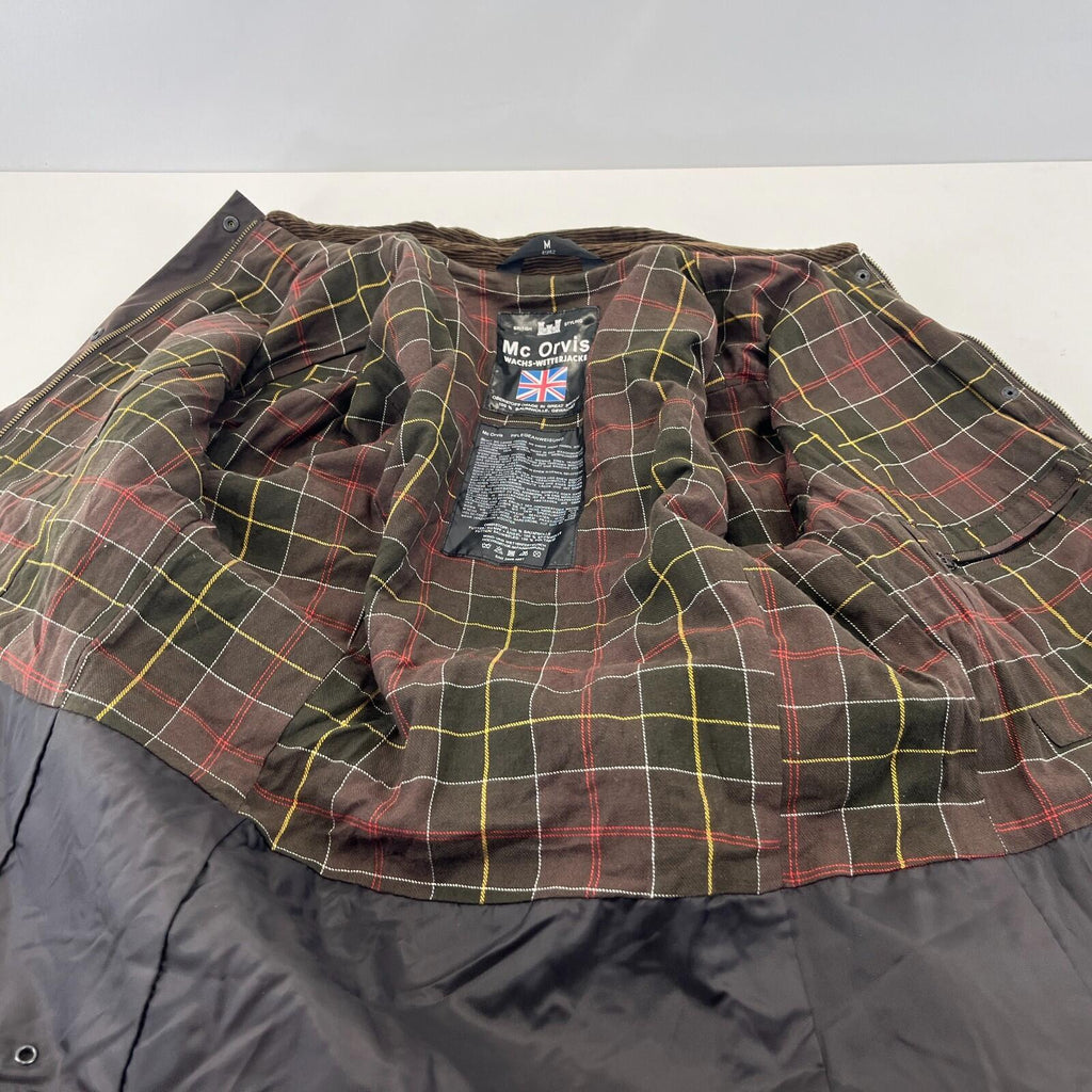 Mc Orvis Wax Jacket Womens size M Brown Waxed Coat with Belt Made in the UK