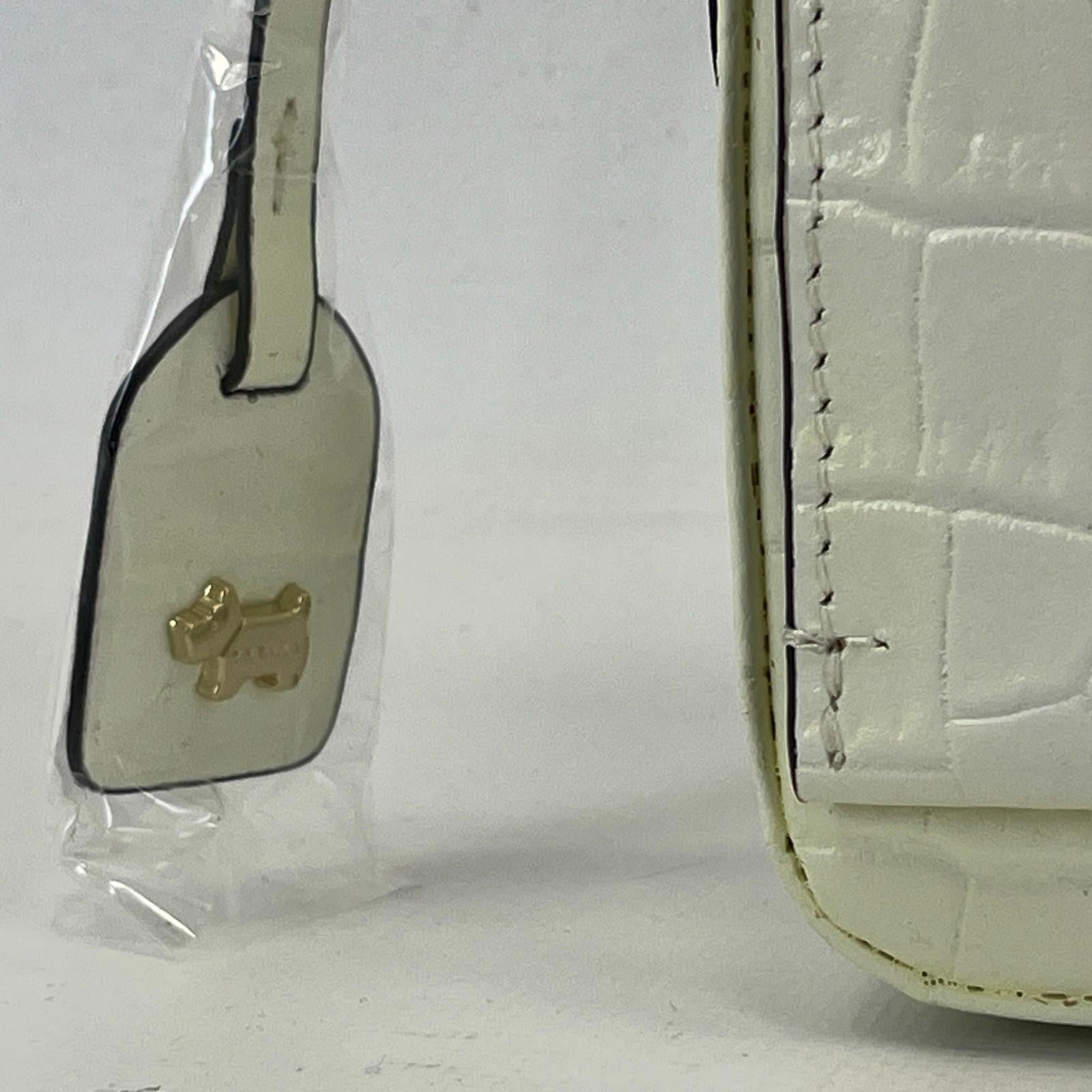 Genuine Radley Hanson Mews Handbag in White Faux Croc Small Flapover Crossbody