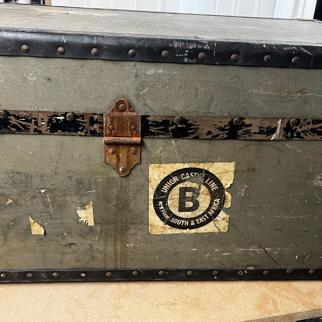 Large Rare Antique Cunard White Star Line Wooden Travelling Trunk Smith's London