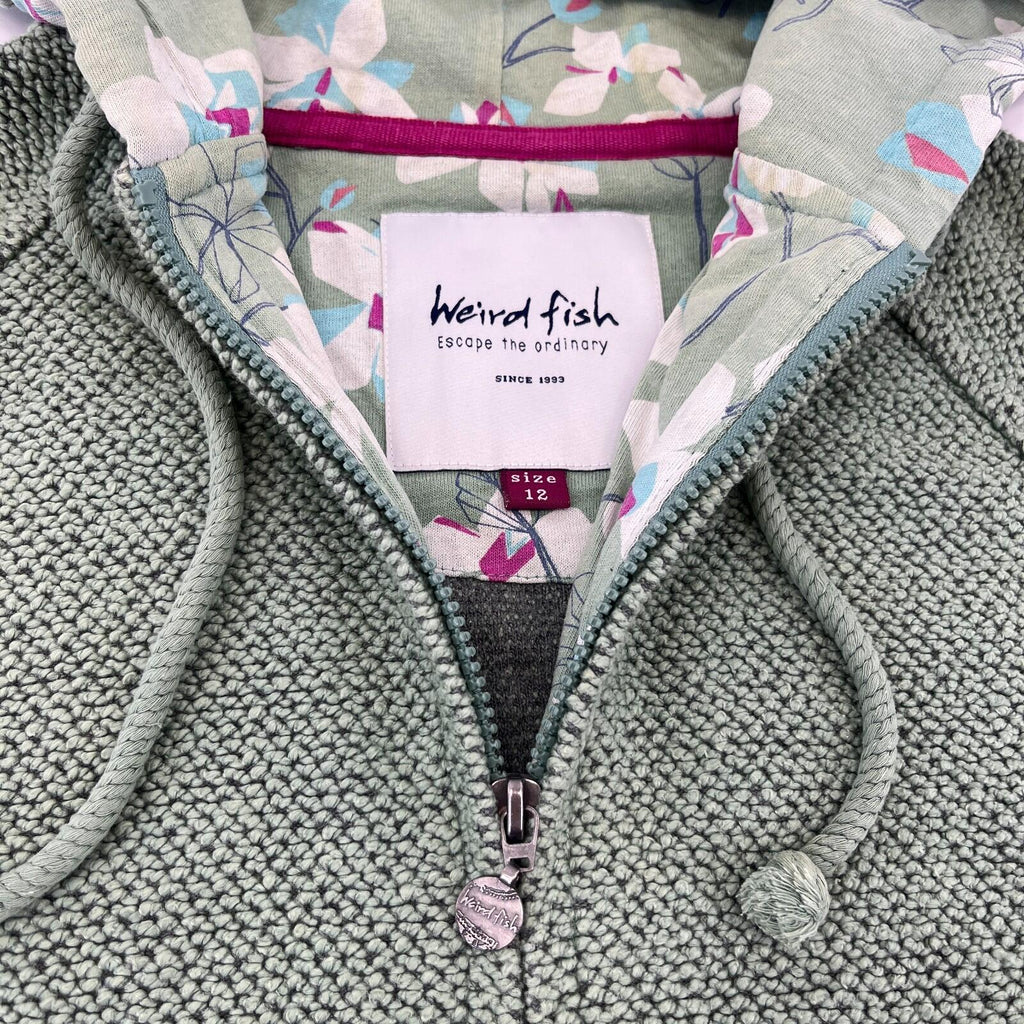 Weird Fish Macaroni Fleece Jacket Women's UK size 12 Full Zip Hooded Mint Green