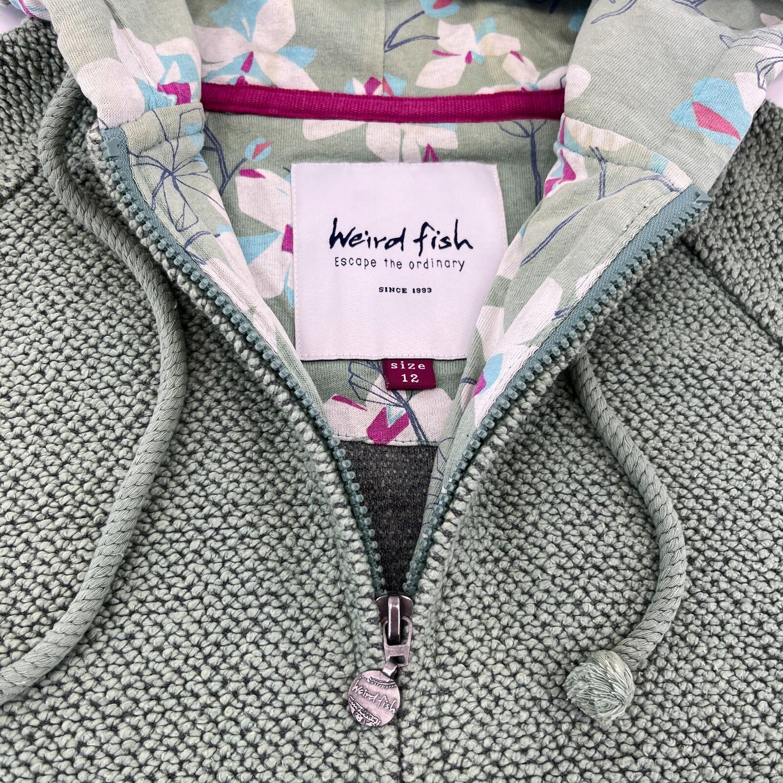 Weird Fish Macaroni Fleece Jacket Women's UK size 12 Full Zip Hooded Mint Green