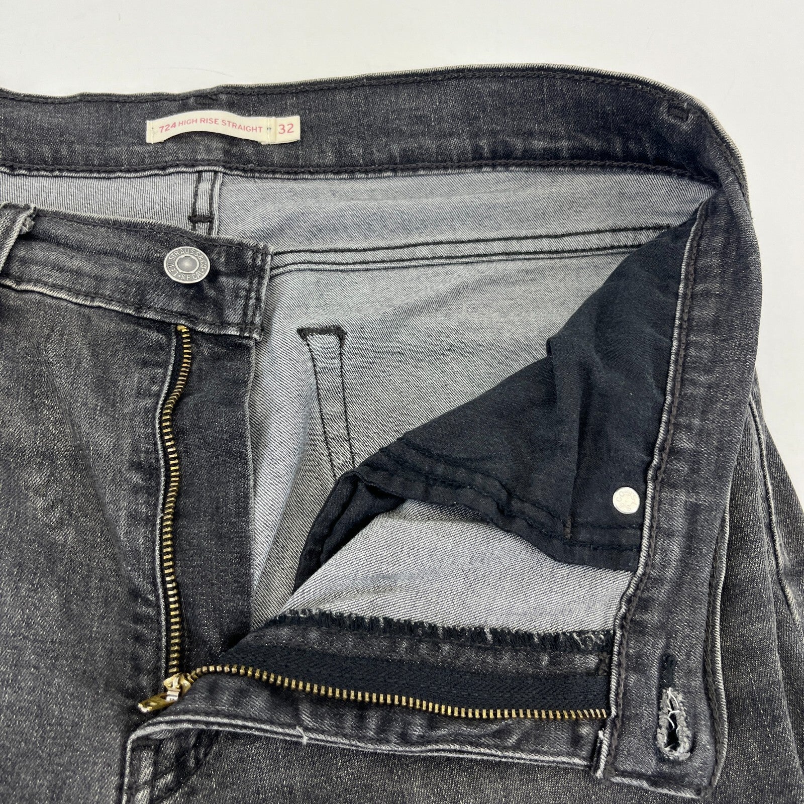 Levi’s 724 High Rise Straight Jeans Charcoal Grey W32" L30"
