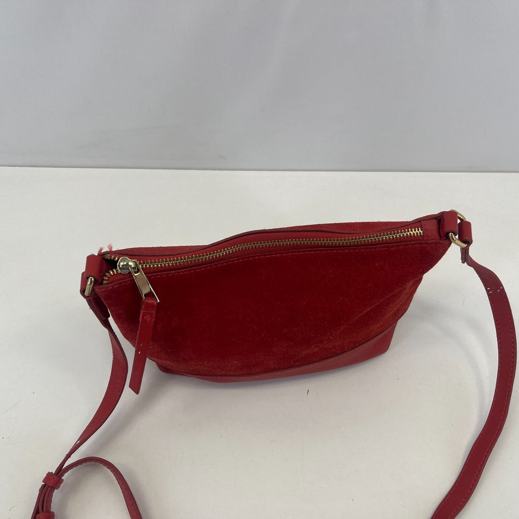 Monsoon Bright Red Suede Handbag Small Over the Shoulder Bag