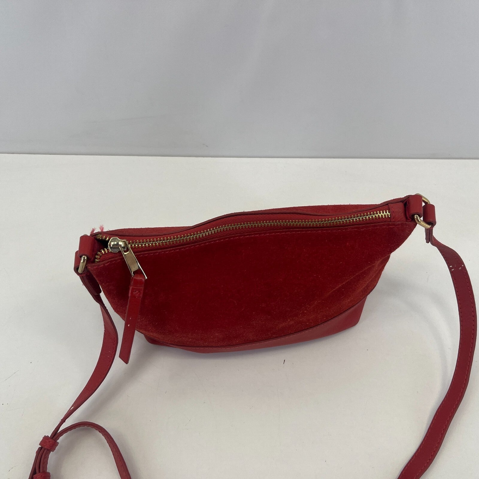 Monsoon Bright Red Suede Handbag Small Over the Shoulder Bag
