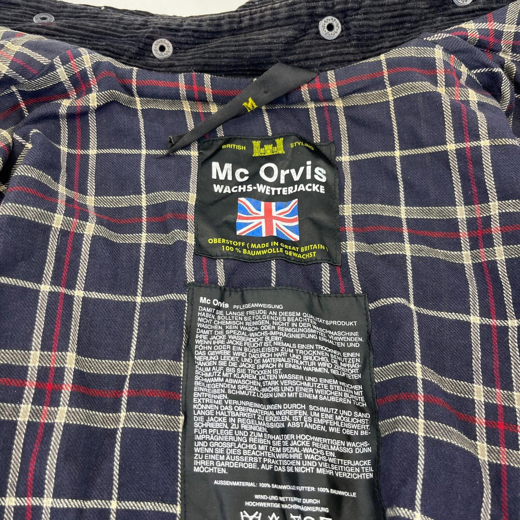 Mc Orvis Wax Jacket Mens size M Black Waxed Coat Made in the UK