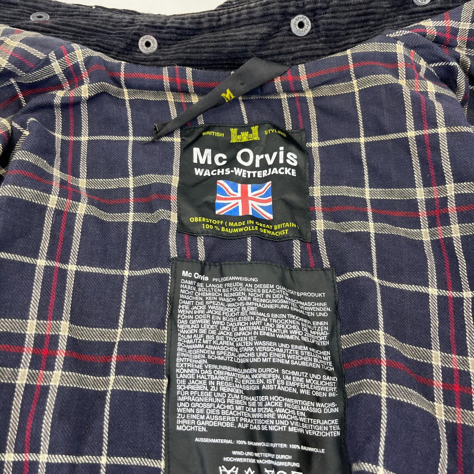 Mc Orvis Wax Jacket Mens size M Black Waxed Coat Made in the UK