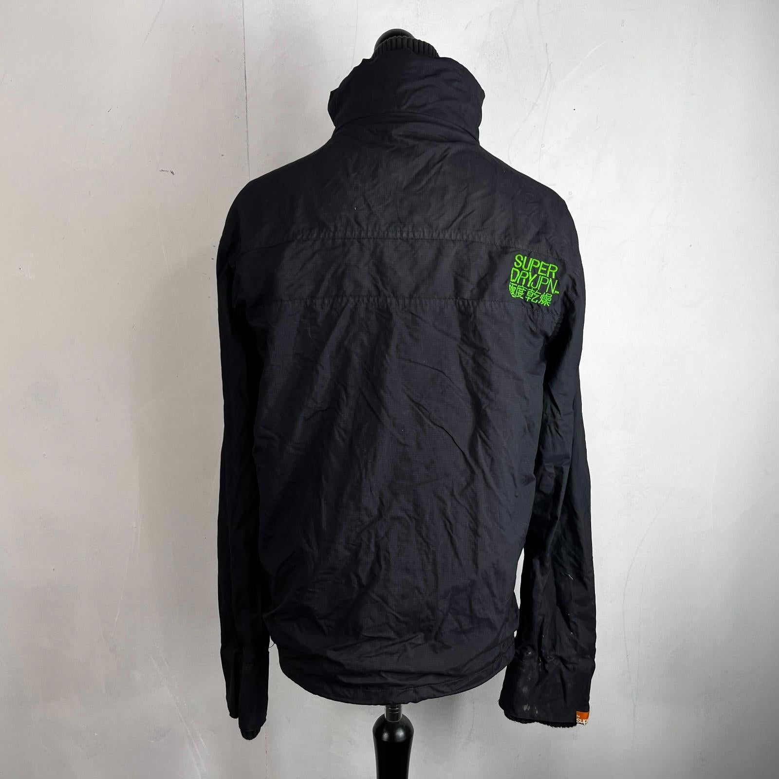 SuperDry Original Windcheater Jacket in Black/Green size XL Hooded