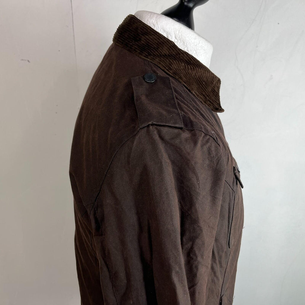 Mc Orvis Wax Jacket Womens size S Brown Country Coat with Corduroy Collar