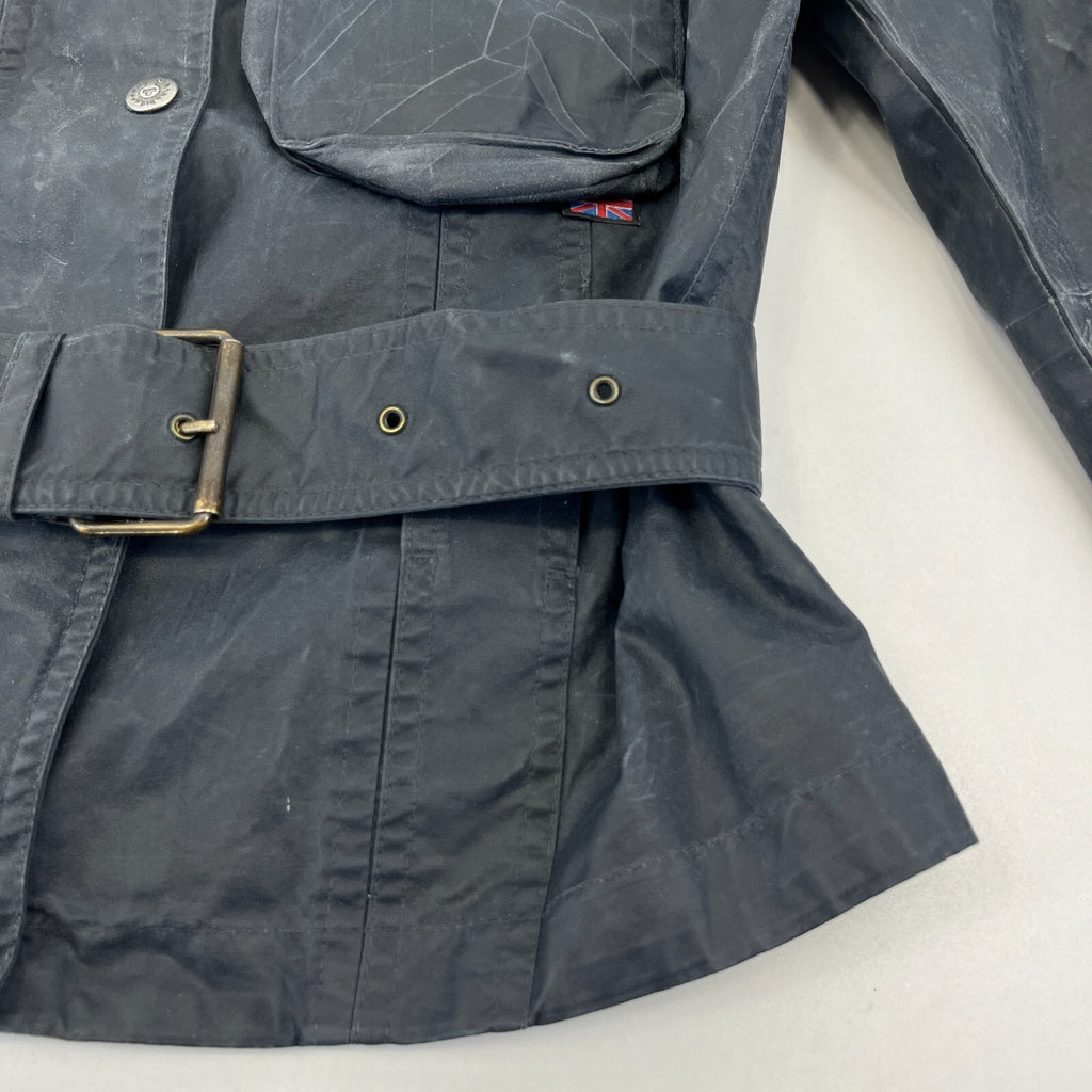 Belstaff Six Days Women's Jacket EU size 46 Black Made in Italy Waxed Motorcycle