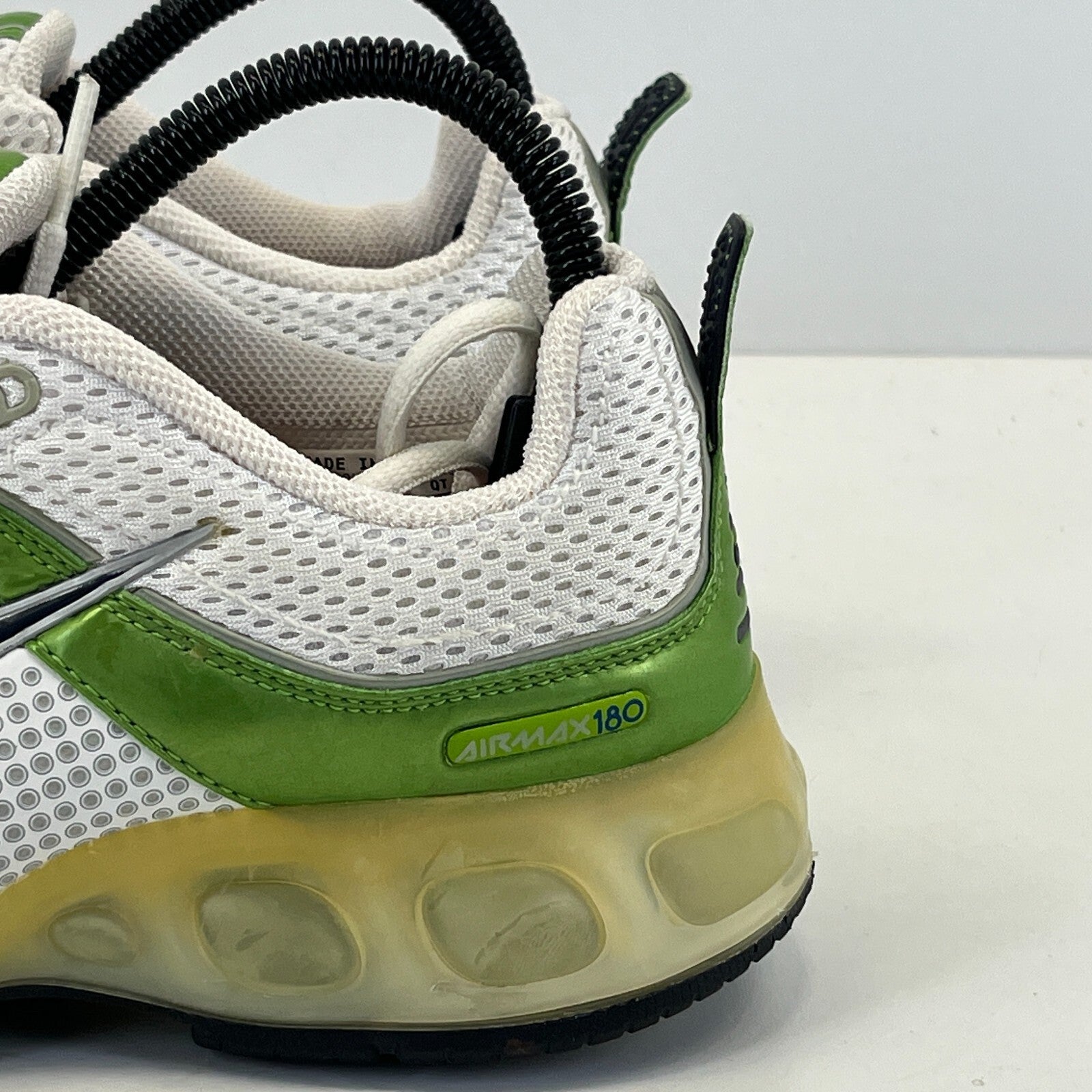 Nike Air Max 180 Trainers Metallic Green & White UK size 5 Running Sneakers