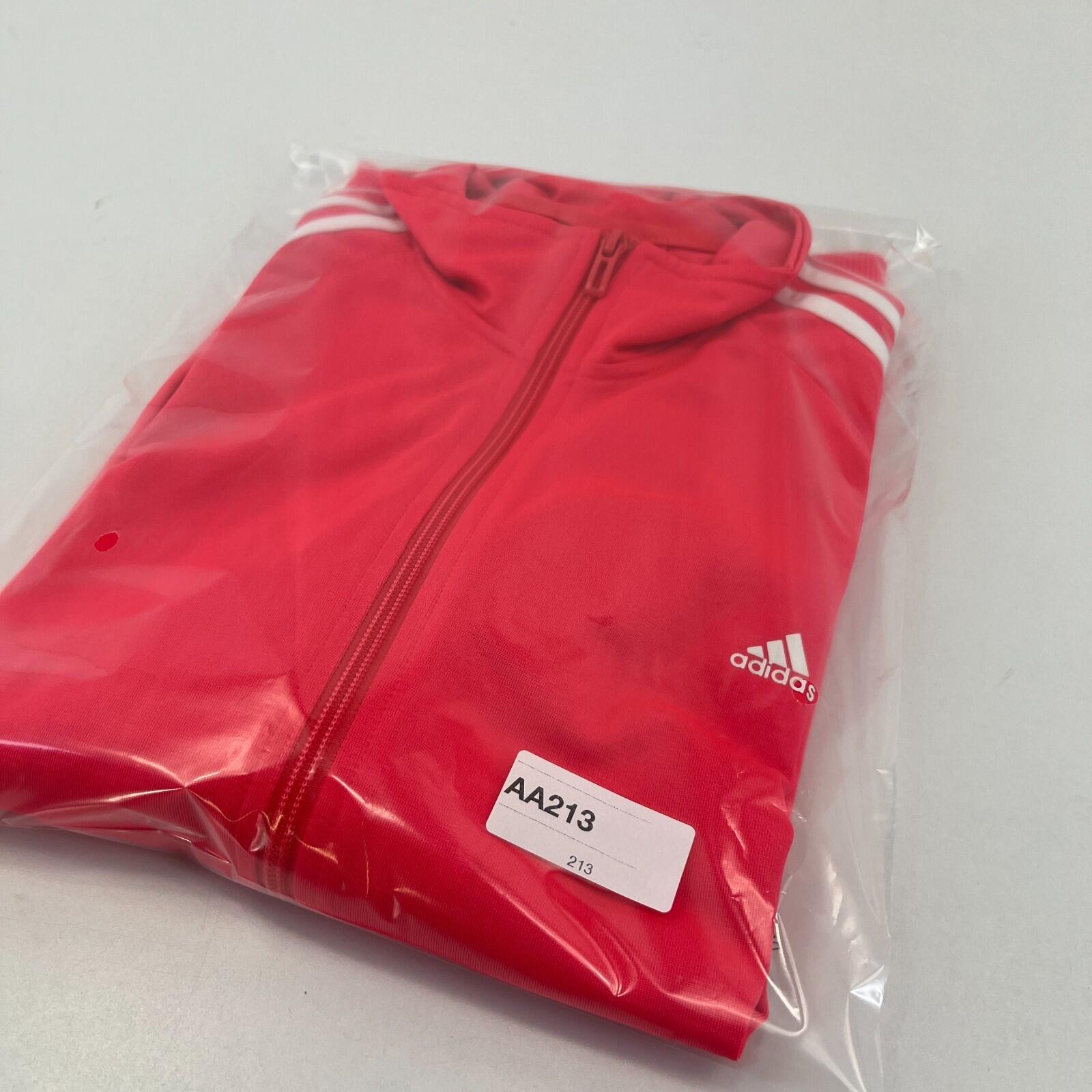 Adidas Women's Bright Pink Track Jacket size 12/14 Zip Athletic Casual