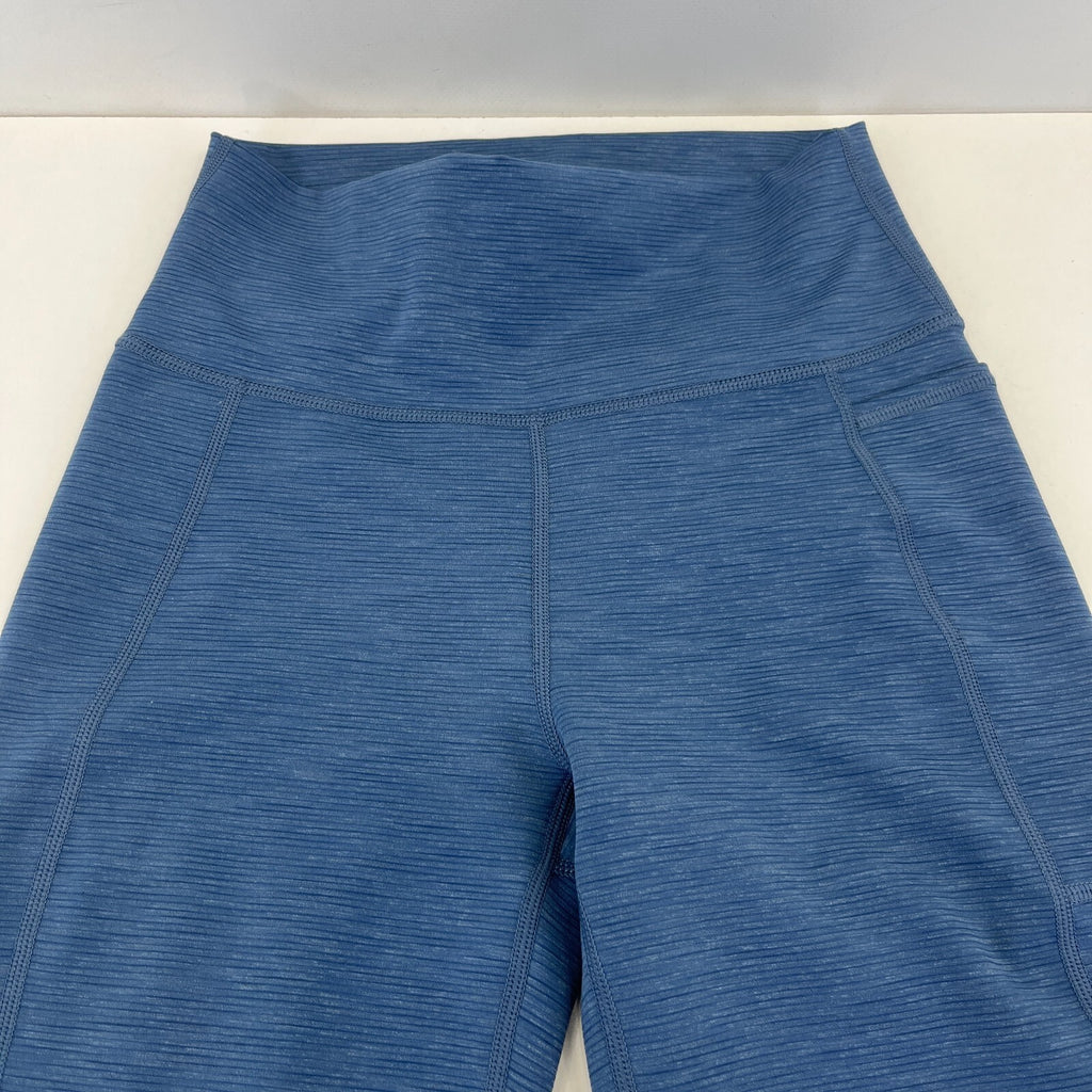 Sweaty Betty Super Sculpt Full Yoga Leggings Blue Micro Cord Print + Pocket UK S