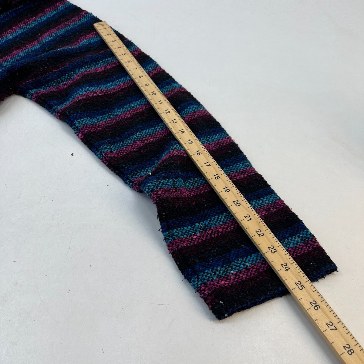 Genuine Mexican Baja Hoodie Pullover Hippie Festival Pink/Black Stripe UK size L