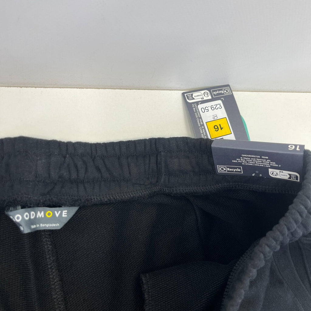 M&S Ladies Goodmove Parachute Joggers Cuffed Trousers Pants Black BNWT size 16