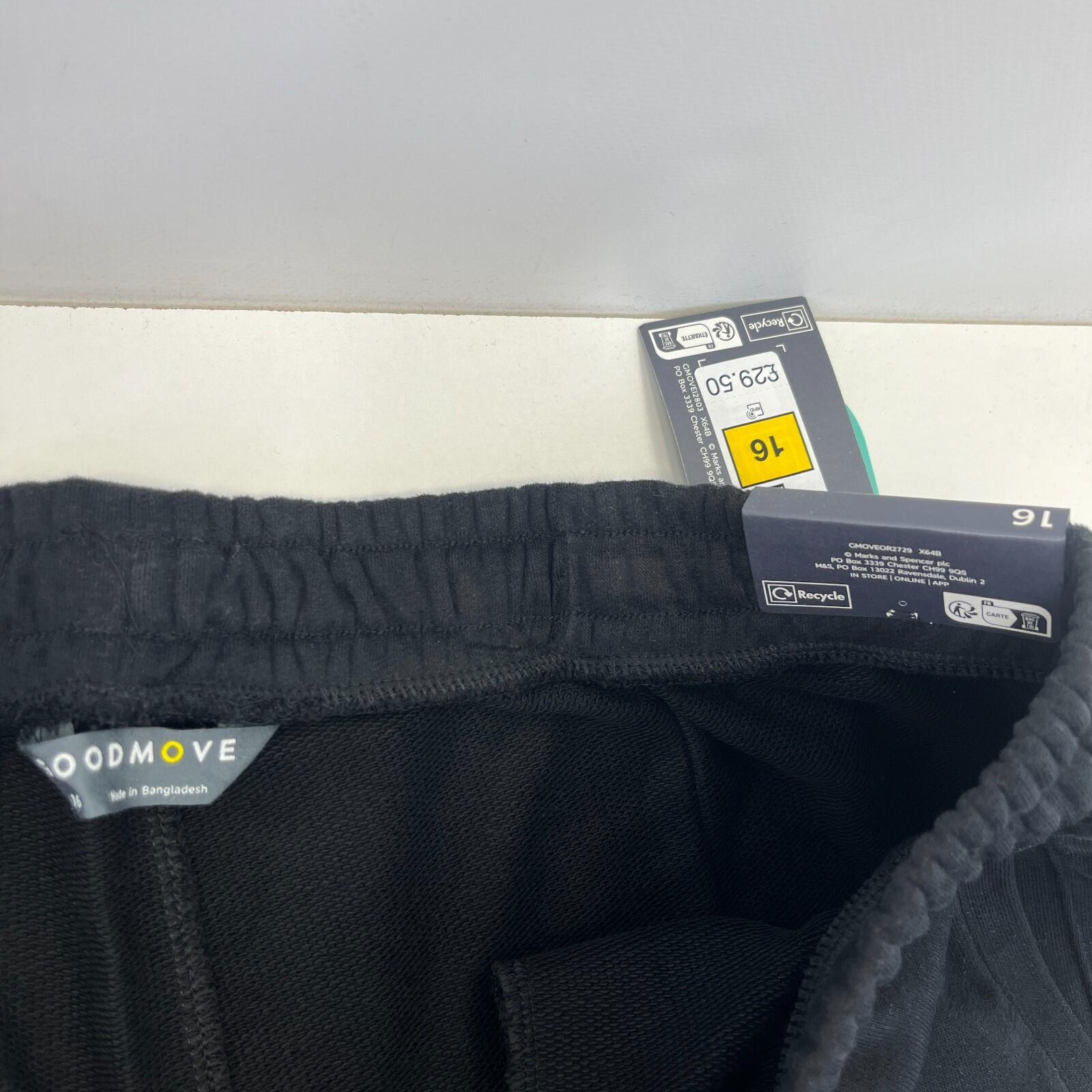 M&S Ladies Goodmove Parachute Joggers Cuffed Trousers Pants Black BNWT size 16
